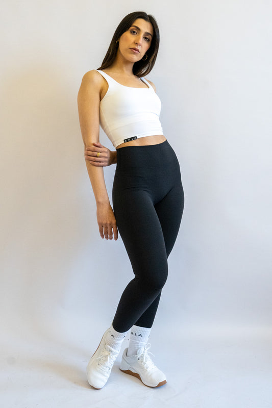 Women's Black Performance Crop Leggings | Pineapple Activewear