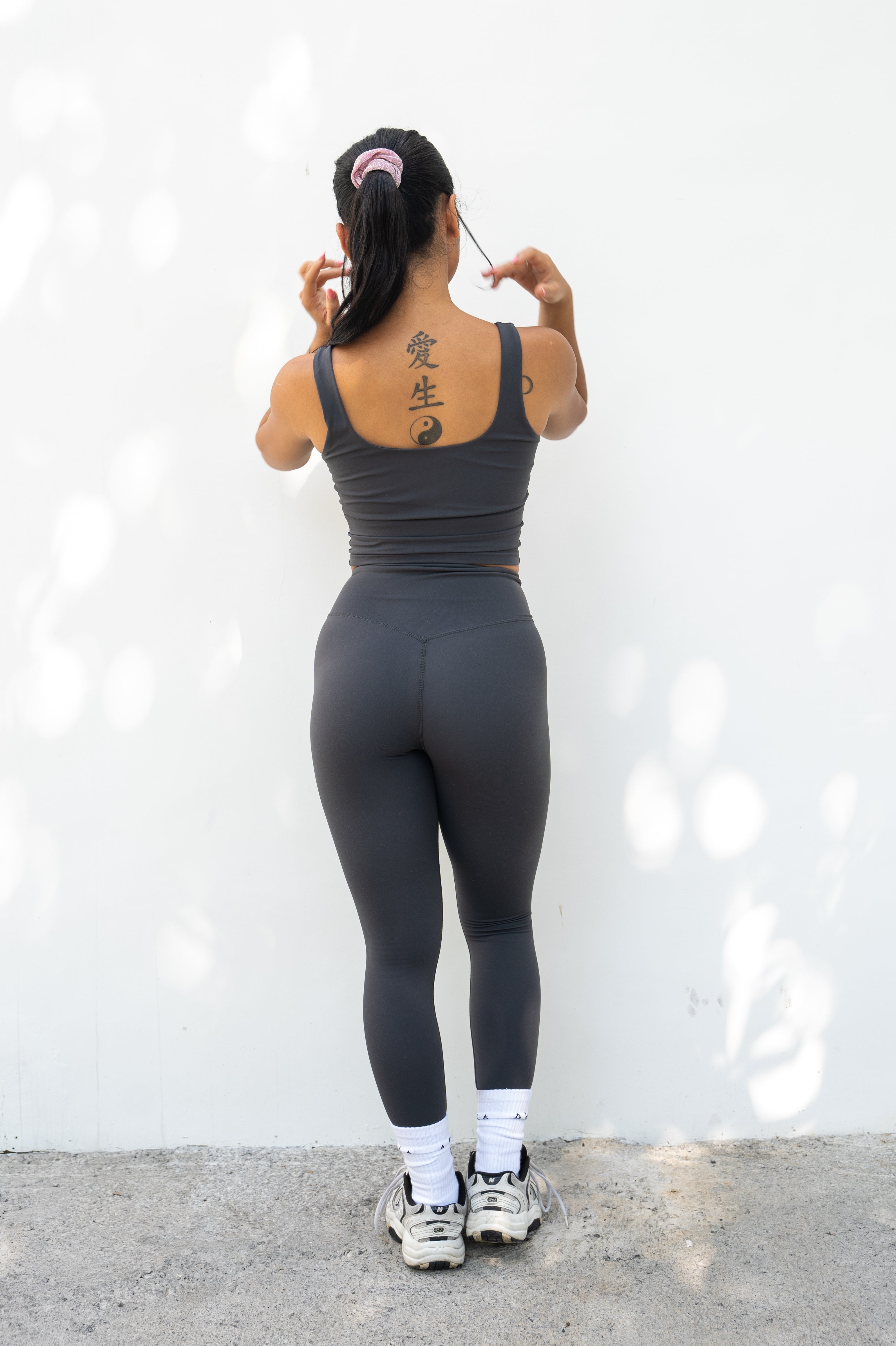 Allure Cross Front Leggings - Dark Charcoal