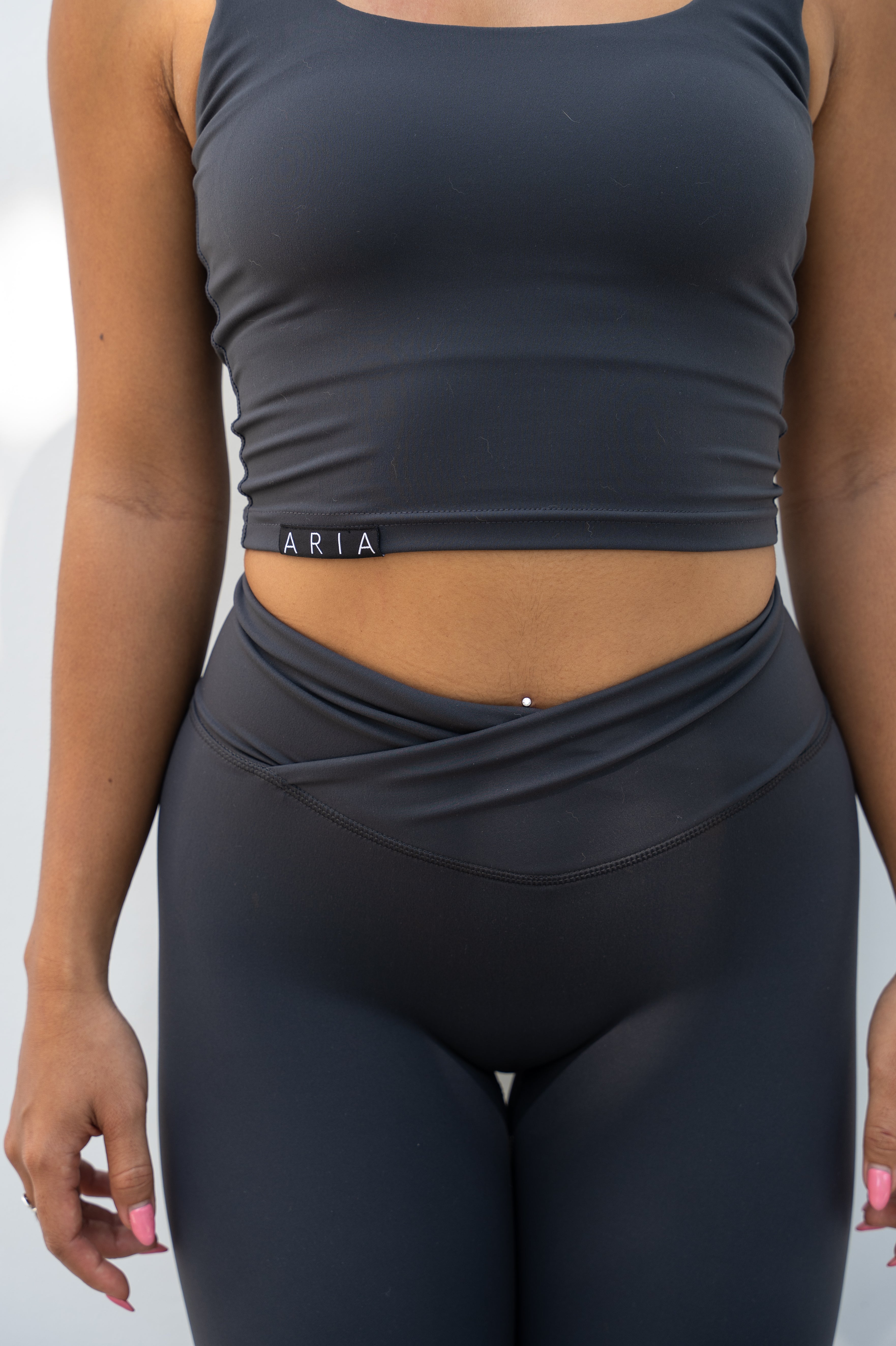 Allure Cross Front Leggings - Dark Charcoal